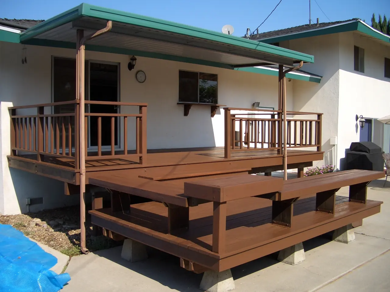 Restored deck with built-in benches