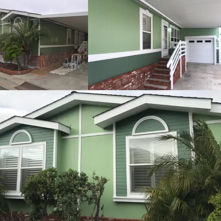 Home exterior painted sage green